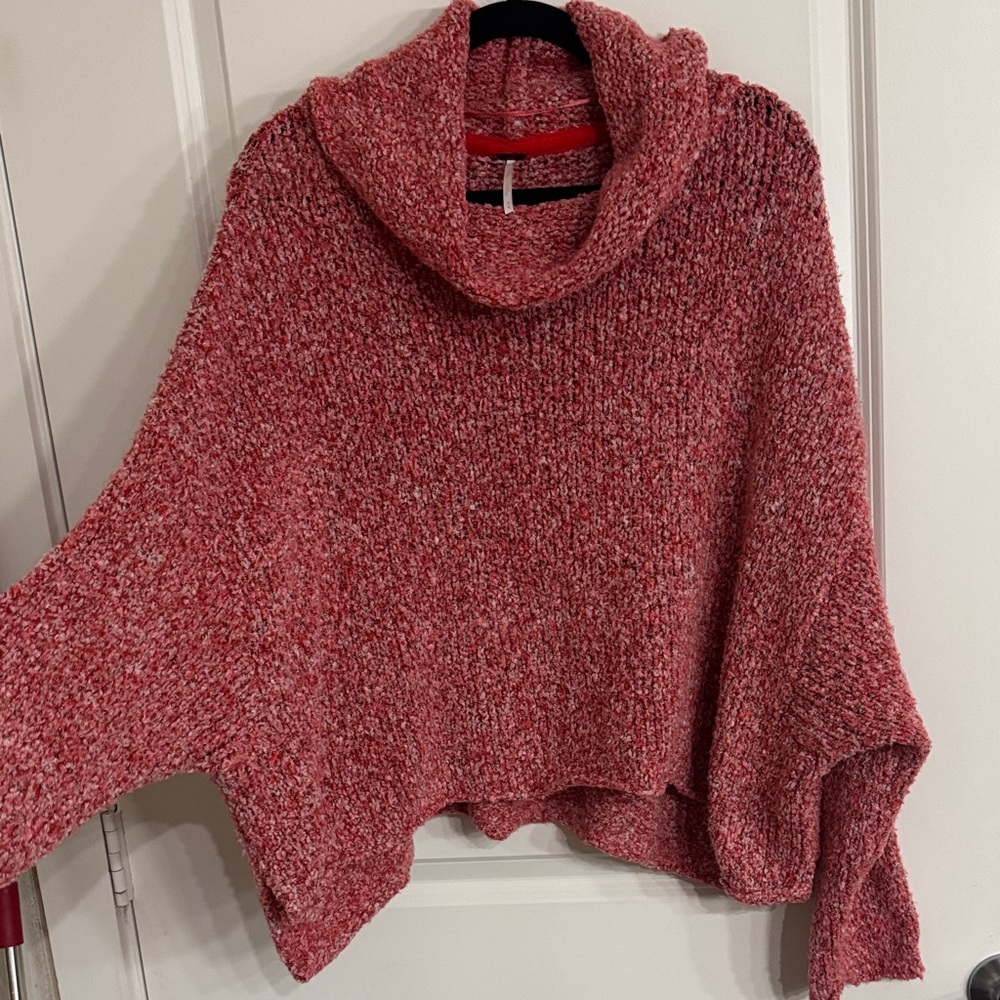 Free People Red Cowl Neck Sweater